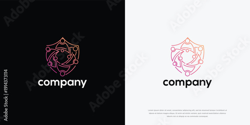 Tech Shield Logo Cybersecurity Network Security Digital Protection.