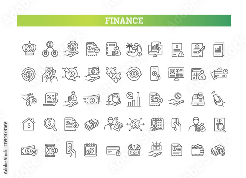 Finance Line Icons Set. Money and Banking