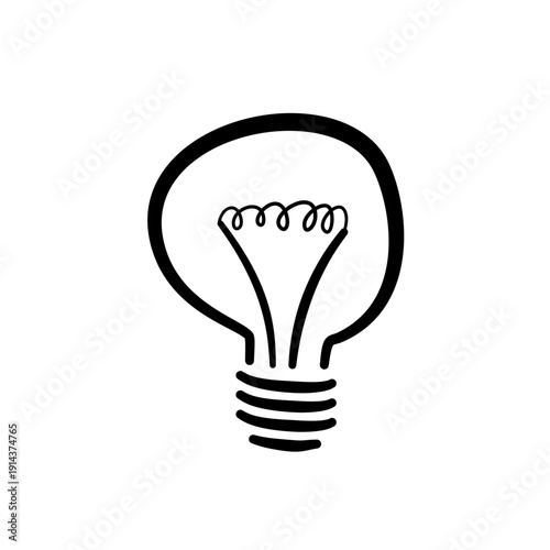 Light bulb doodle, hand drawn creative idea and inspiration concept,