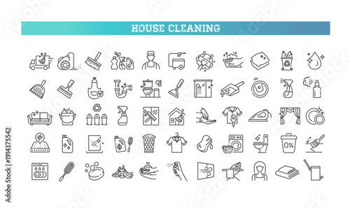 Home cleaning icons. Clean up the house