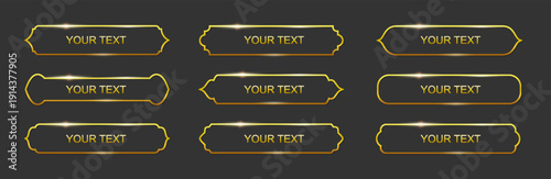 Decorative frames with gold borders, banners set in Arabic style