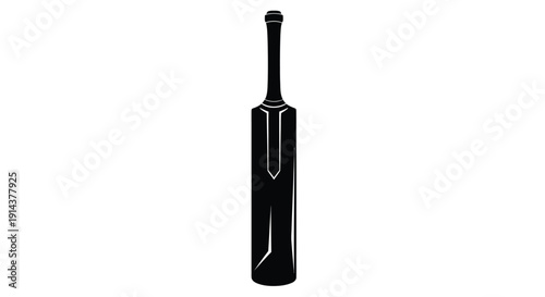 A striking black silhouette of a cricket bat