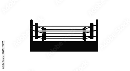 Black silhouette of a wrestling ring with ropes and posts