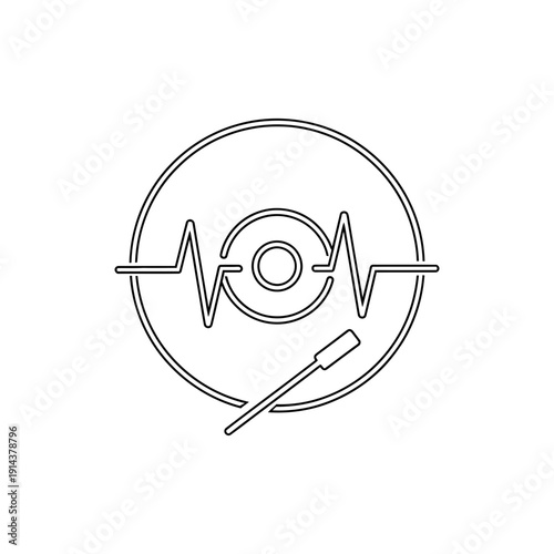 Audio Recording Simple Outline Line Icon on White Background