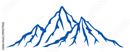 Mountain ridge with many peaks, blue mountain