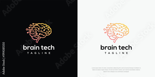 Brain Tech Logo Digital Mind AI Innovation Circuitry.