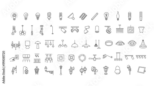 Lamps line icons. Vector outline symbols