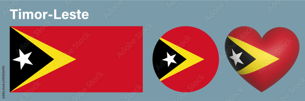 Obraz premium set Timor-leste flag icon vector illustration 