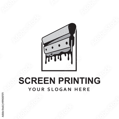 silk screen printing icon with squeegee isolated on white background