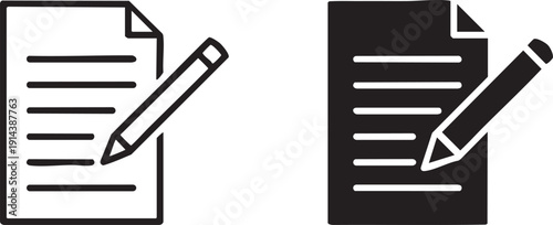 Black and white document with pencils paper symbol