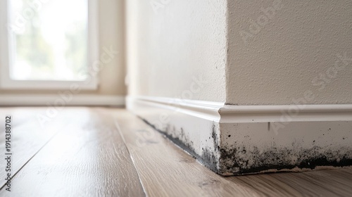 Mold Growth at Baseboard Against Light-Colored Wall
