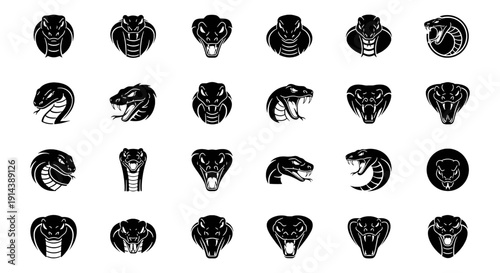 Snake Head Mascot Logo Collection - 24 Reptile Vector Icons for Sports Teams and Esports