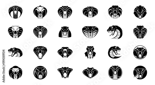 Viper Snake Head Mascot Logo Collection - 24 Vector Icons for Sports Teams and Esports
