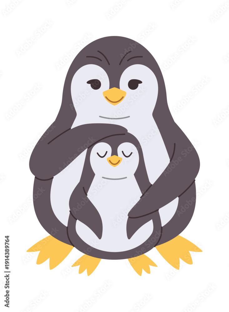 Fototapeta premium Penguin family Mothers Day design