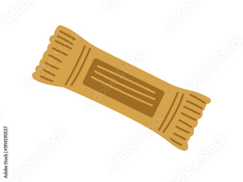 Healthy snack. Bar or chocolate in foil wrapper. Vector illustration for health food brands, gym marketing, nutrition blogs