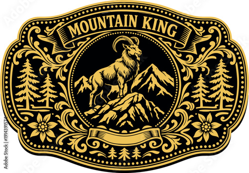Mountain King Belt Buckle Style Badge Design