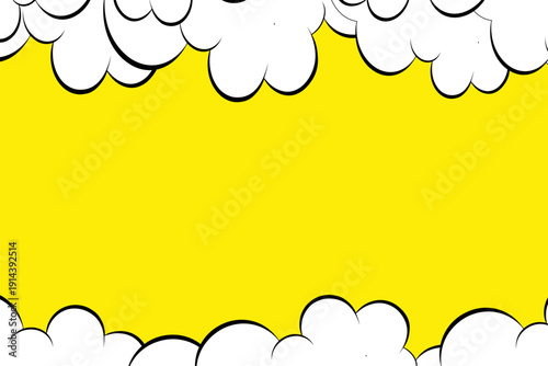 Blank comic cartoon pop art background with cloud and star illustration, comic art with yellow background design, comic book style