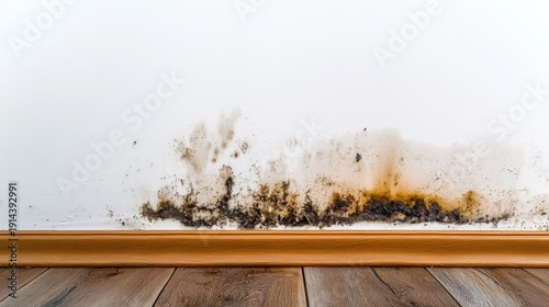 Mold Growth at Baseboard on Interior Wall of Room