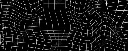 Abstract black and white striped grid background. Geometric pattern with the effect of visual distortion. Optical illusion. Op art