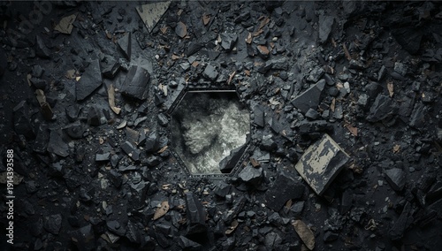 Wallpaper Mural Dark Scene of Debris With a Water Pool Seen From a Top View at an Urban Location Torontodigital.ca