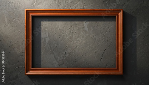 Empty Wooden Frame on a Textured Wall Waiting for Artwork or a Picture