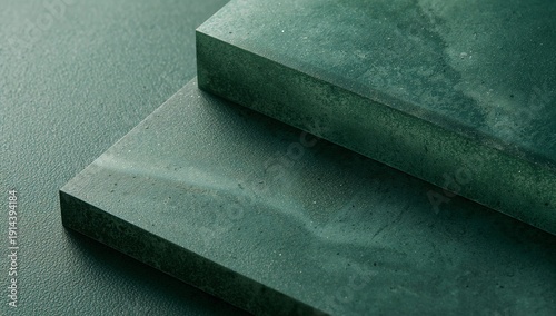 Green Stone Slabs Arranged on a Flat Surface in a Design Workshop