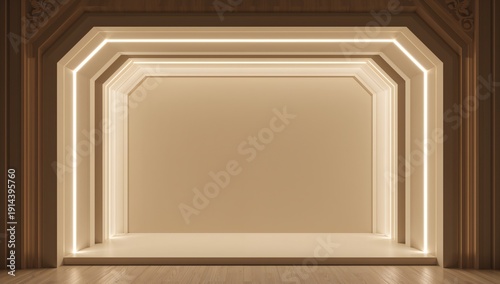 Minimalist Stage Design With Soft Lighting in an Empty Space for Performances...