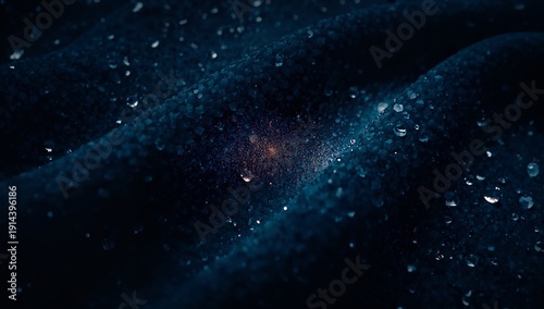 Dark Fabric Covered With Water Droplets Shows Texture and Depth in Low Light ...