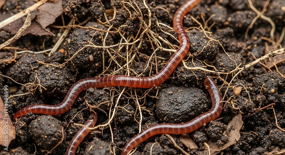 Fototapeta premium Earthworms play a crucial role in Regenerative Agriculture by aerating soil and improving its fertility for sustainable farming practices.