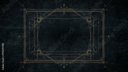 Artistic Design Featuring Geometric Shapes and Lines on a Dark Background