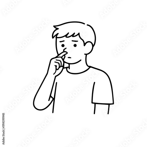A man picks his nose line icon vector on a white background
Vector line icon
