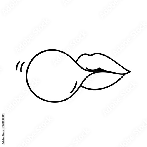 The mouth blows a bubble line icon vector on a white background
Vector line icon