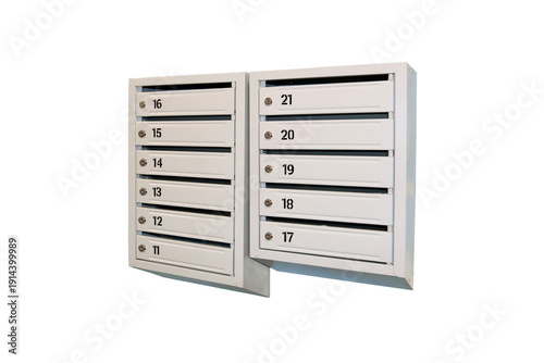 Typical mailboxes on a white background