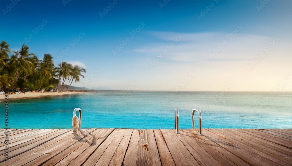 Fototapeta premium Serene Vacation Ambient Background With Negative Space