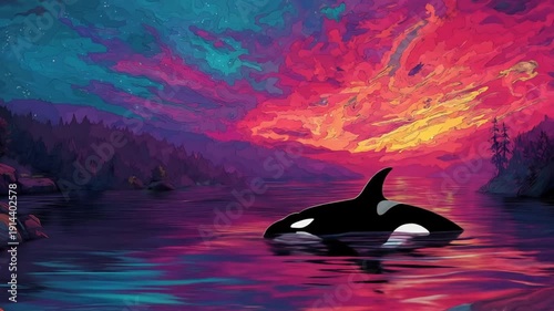 orca whale swimming and jumping