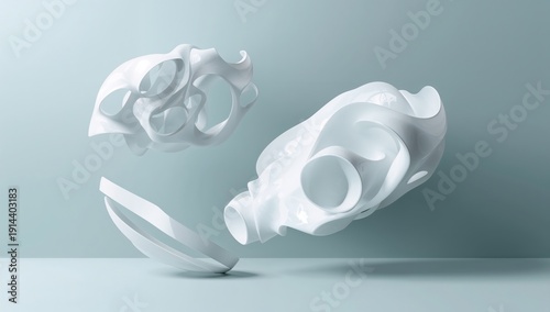 Modern Sculpture of Abstract Forms in a Soft Color Setting