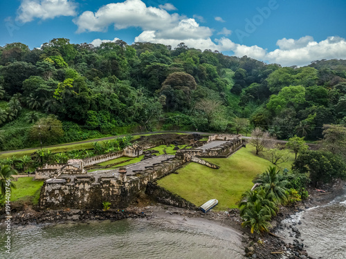 Bartizan, cannons on Santiago Fort Battery Spanish colonial stronghold in Portobelo Panama
