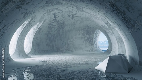 Ice Cave With Natural Light and Icy Floor Near the Ocean During Daytime in a ...