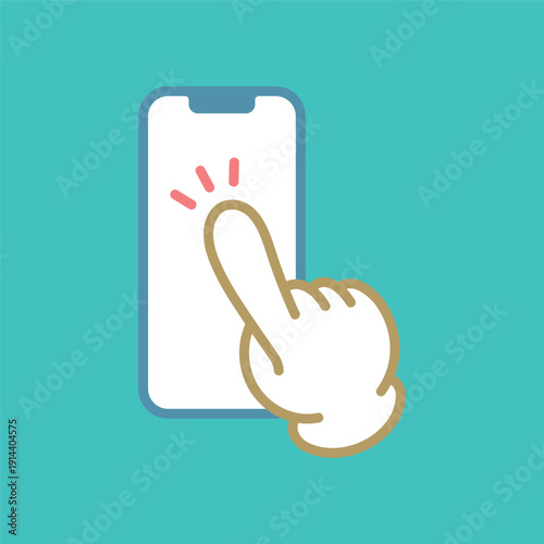 シンプルなスマホにタップするアイコン