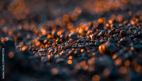 Lava Rocks With Glowing Embers Create a Striking Contrast in a Volcanic Lands...