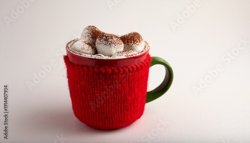 Felt Mug Of Hot Chocolate Photo On A Solid White Background Holiday Christmas Graphic Craft