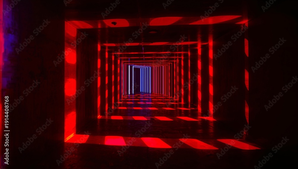 Fototapeta premium Light Patterns Create a Colorful Tunnel Effect in an Indoor Space at Night