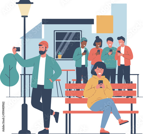 Young Male Entrepreneur Working on Startup Flat Illustration