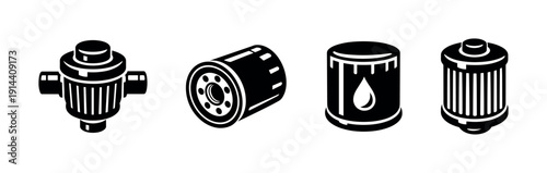 Car filters set, flat vector illustration of engine components