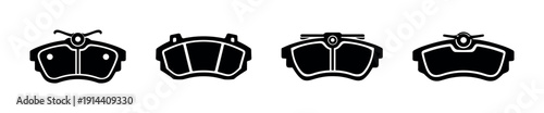 Stylized brake pads icon set, flat vector illustration