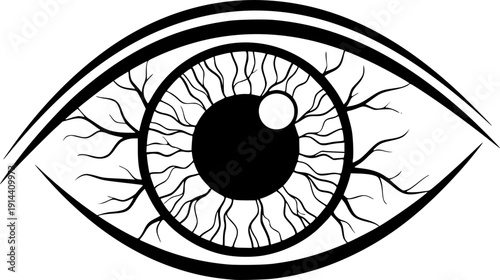 Bloodshot eye symbol showing irritation and fatigue in simple outline illustration
