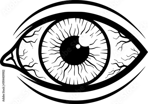 Bloodshot eye symbol showing irritation and fatigue in simple outline illustration

