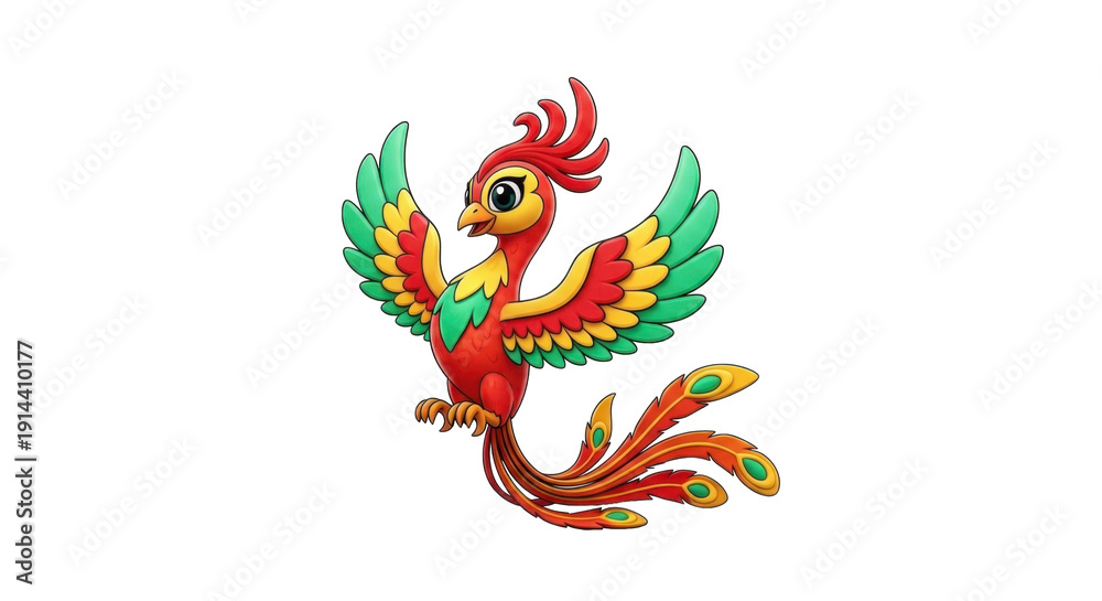 Obraz premium Cartoon phoenix bird with colorful plumage