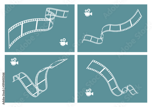  film reel and movie video camera icon set