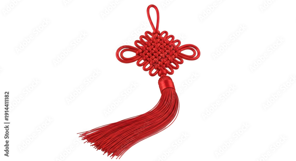 Obraz premium Red Chinese knot with tassel